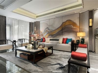 康泰佳苑400㎡别墅新中式风格装修案例