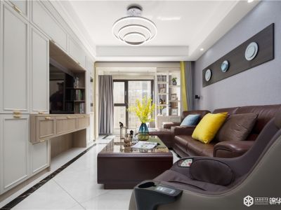 中粮鸿云100㎡三居室现代简约装修案例