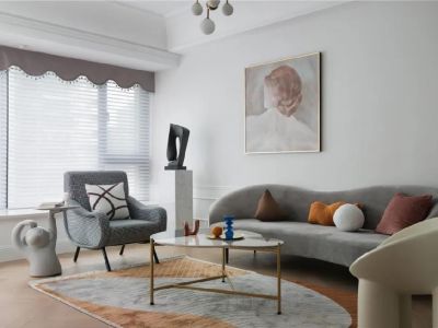 馨河怡景混搭风格126平米三居室装修设计图案例