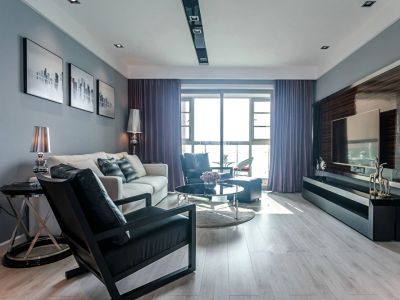 鸿通·翡翠城·檀悦现代风格130平米三居室设计效果图案例