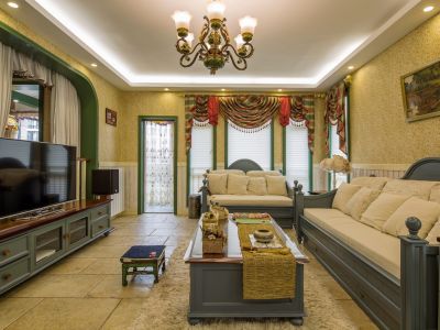 中弘中央广场田园风格143平米三室两厅装修案例