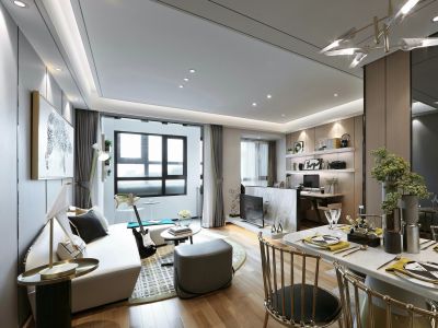 华彩城现代风格91平米装修案例