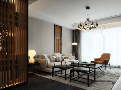 半岛大院现代风格106平米装修案例