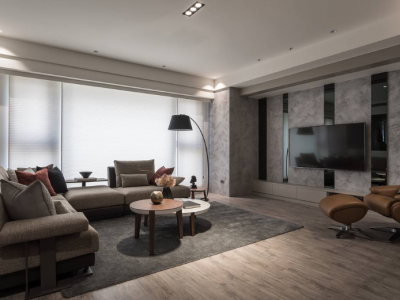 万豪滨江公馆现代风格122平米三居室设计效果图案例