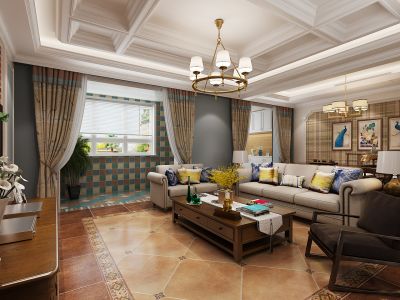 保利香槟国际138平三居室美式风格装修案例