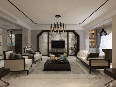 嘉隆明城180平四居室新中式风格装修案例