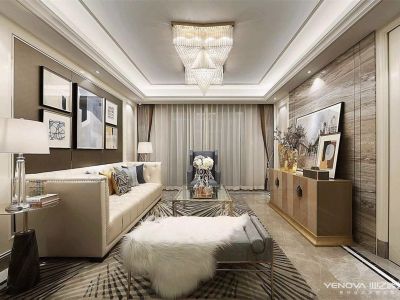 恒大华府120㎡三居室法式风格装修案例