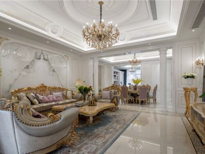 建业定鼎府欧式风格149平米三室两厅装修案例