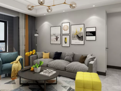 荣盛城95平米北欧简约风三居室装修案例