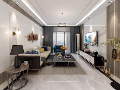 新湖明珠城116㎡现代轻奢风三室两厅装修案例
