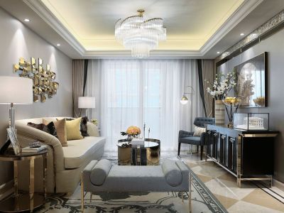 半岛大院现代风格108平米装修案例