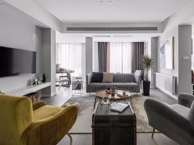 星海国宝135㎡三居室现代轻奢装修案例