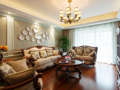 和昌鸿景园古典欧式风141平米三室两厅装修案例