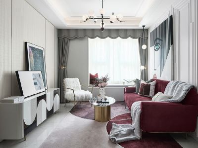 国庆花园80㎡二居室轻奢风格装修案例