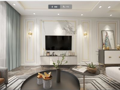 中房尚城128平米现代轻奢三居室装修案例