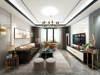 中铁诺德城143平米三居室轻奢风格装修案例