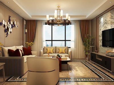 晋阳嘉园130平米三居室新中式风格装修案例