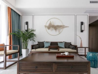 奥体金茂悦中式风格155平米四居室装修效果图案例