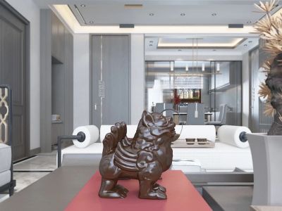 尚品观景国际二期138平三室两卫新中式装修案例