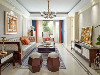 恒大名都美式风格131平米装修案例