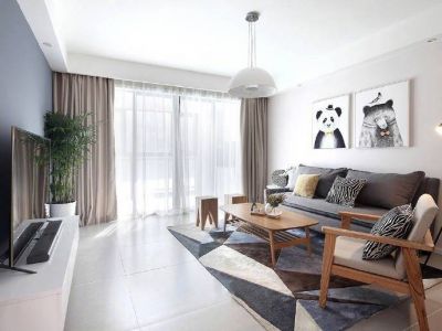 南宁路小区北欧风格86平米二居室装修案例