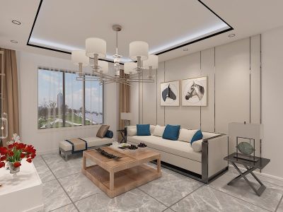 阳光海岸110平三居室现代风格装修案例