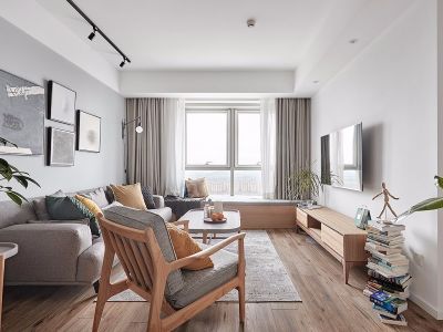 温泉城北欧风格98平米二居室装修设计图案例