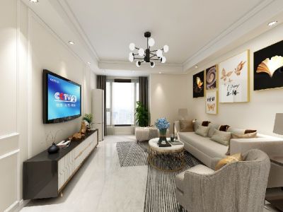 滨江明珠100平现代风格三居室装修案例