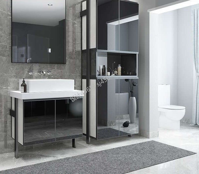 126㎡现代轻奢风三室两厅卫生间洗漱台装修图片