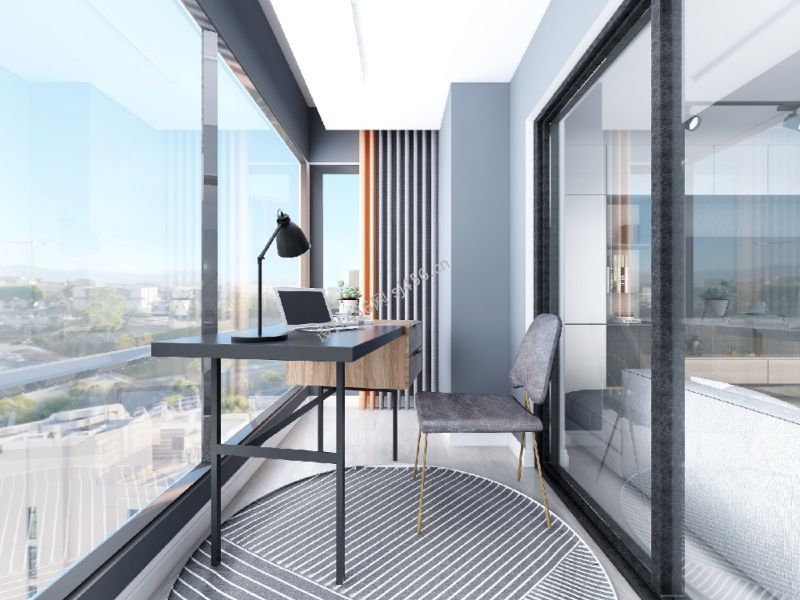 126㎡现代简约风三居室阳台书房装修效果图