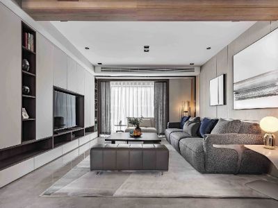 鸿通伴山半岛简约风格162平米三居室装修设计图案例