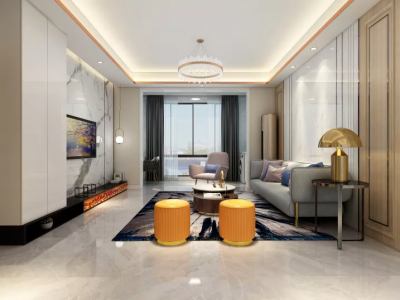 翠湖名都120平三居室现代轻奢装修案例