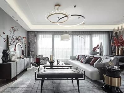 盛世华府现代轻奢风格144平米三居室装修案例