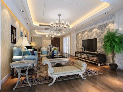 泰盈玖悦湾欧式风格141平米四室两厅装修案例