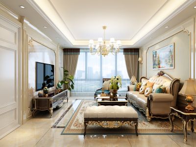 万达华府欧式风格130平米三居室装修案例