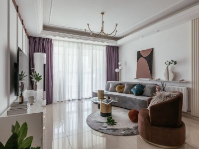 滨江天地混搭风格112平米三居室装修效果图案例