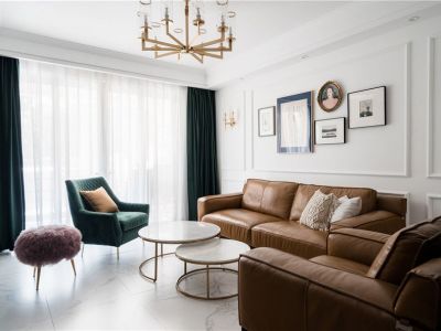 优筑·紫御府现代风格113平米三居室装修设计图案例