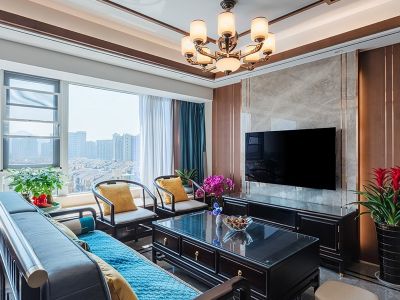 东方新城三居室99平方新中式风格装修案例