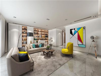 汾东花园160平三居室现代风格装修案例