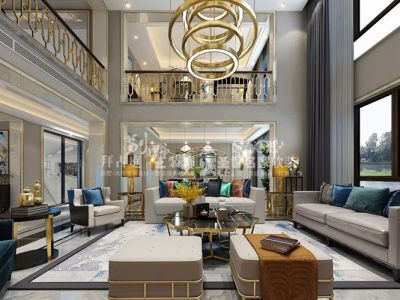 龙湖双珑原著轻奢风格300平米别墅装修案例