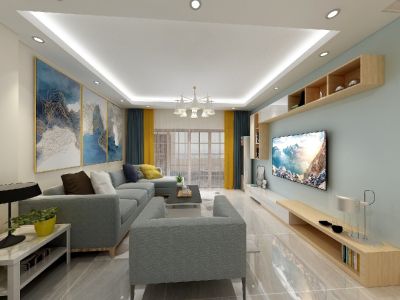 山水方园127平三居室现代风格装修案例