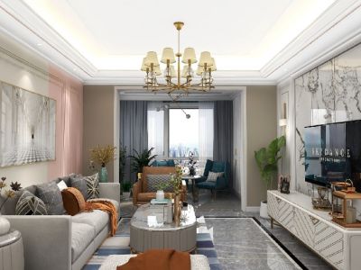 华邦观湖别院125平美式风格装修案例