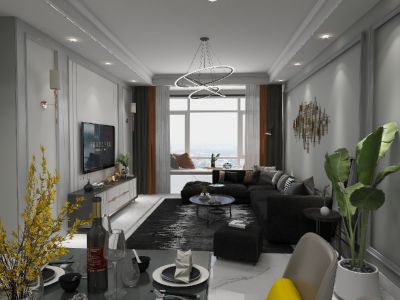 美的花湾城99平现代风格装修案例