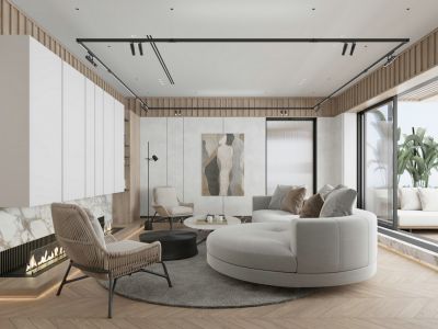 北大资源100平米三居室现代轻奢风格装修案例