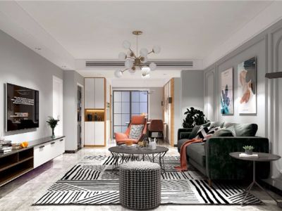 江宇都会明珠126㎡三居室现代风格装修案例