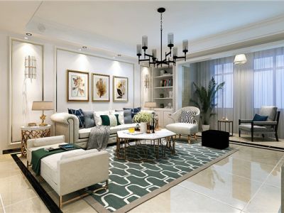 香榭里花园151平三居室美式风格装修案例