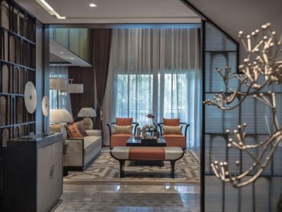 新世纪上河居200平米别墅现代中式风格装修案例