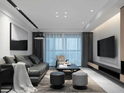 东方猿人谷现代风格120平米三居室装修设计图片案例