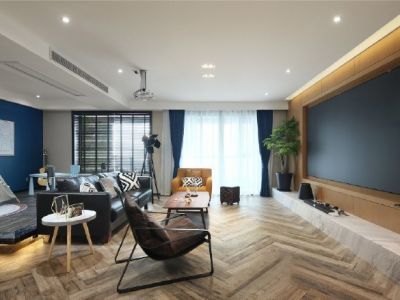 鸿通·翡翠城·檀悦现代风格141平米三居室装修设计图案例