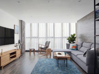 山湖语混搭风格129平米三居室设计图片案例